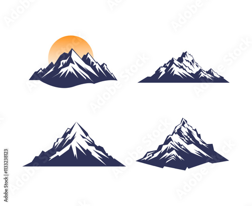 mountain silhouette set vector design