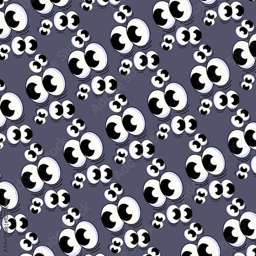 Illustration of multiple white googly eyes, repeated to create a seamless pattern.