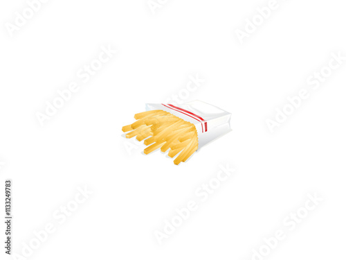 frence fry in a packet isolated on white background 