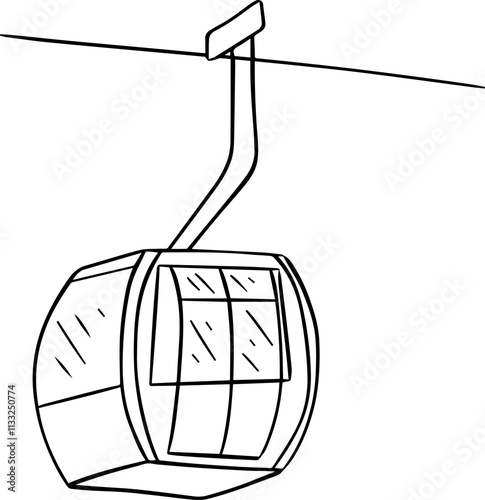 Ski mountain lift isolated icon graphic line style transparent vector illustration