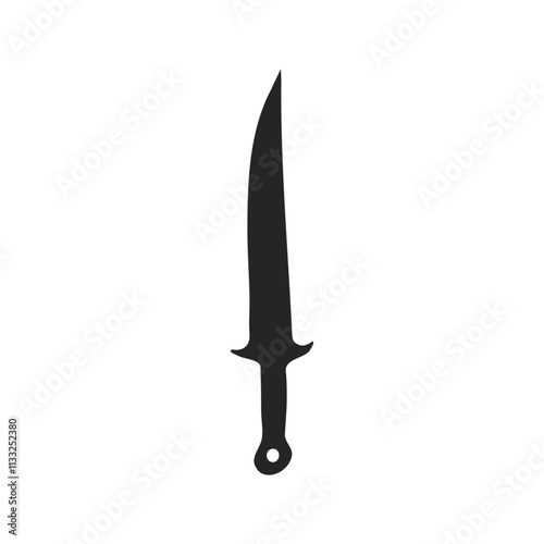 A simple knife icons vector, clean silhouette of a dagger or short sword against a plain white background.