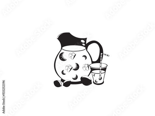 bottle of drinks, a glass of juice, vector illustrator of drink silhouette isolated on white background 