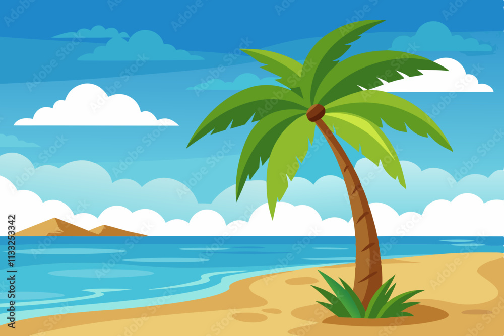Obraz premium Beach Palm Tree vector illustration