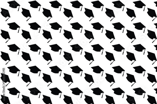 Seamless graduation cap pattern on white background . Graduation cap background . Vector illustration