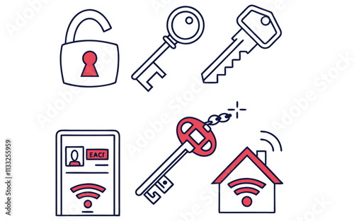 key icon set. key lock icon , access account login password icons - house key icon security symbol. vector interface app icons