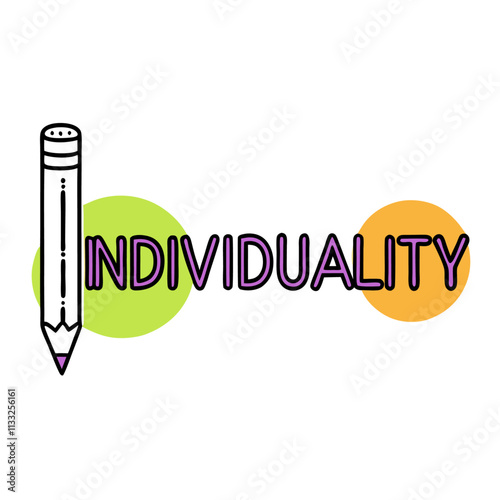 Individuality word with pencil instead of letter I, individuality and personality concept vector illustration (1)
