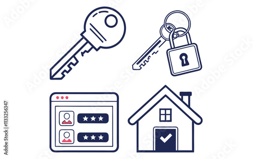 key icon set. key lock icon , access account login password icons - house key icon security symbol. vector interface app icons
