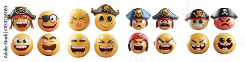 Pirate Emoji Collection on Transparent Background