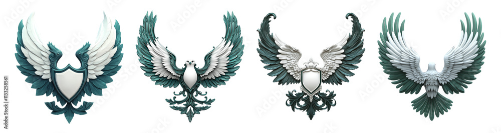 Obraz premium Elegant Shield and Eagle Emblems on Transparent Background