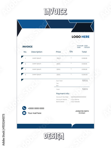 Streamlined Invoice Design Sleek and professional billing template photo