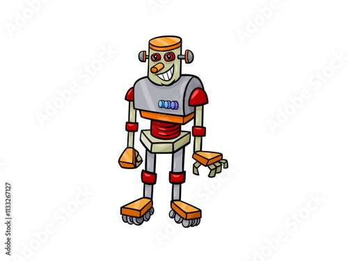 A technology robot isolated on white background, vector illustration of a robot