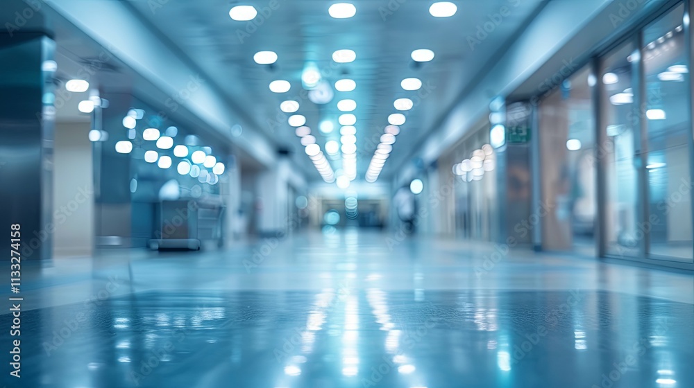 Fototapeta premium Abstract Blurred Image of a Modern, Clean Hospital Corridor