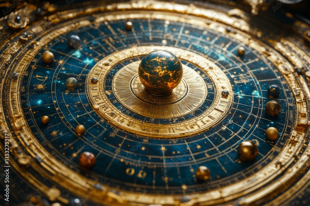 custom made wallpaper toronto digitalGolden and blue astrological circle with a large ball in the center