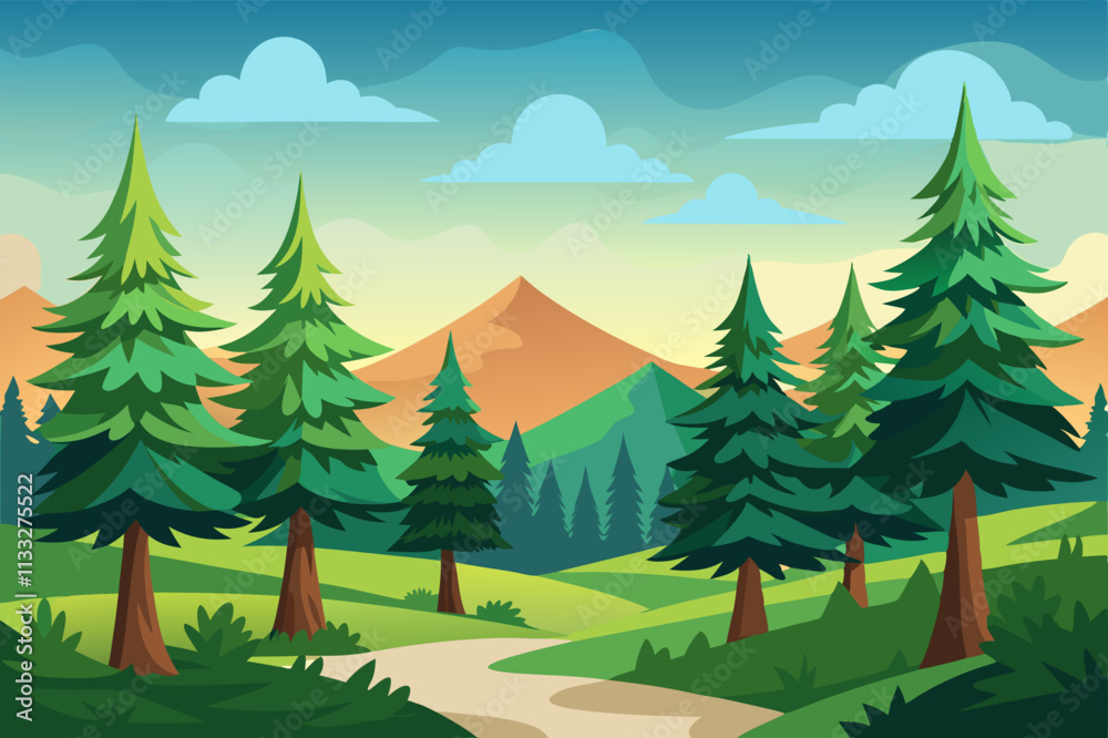 Obraz premium Forest Pines vector illustration