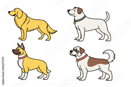 Explore a Variety of Dog Breeds Vector Illustration Set