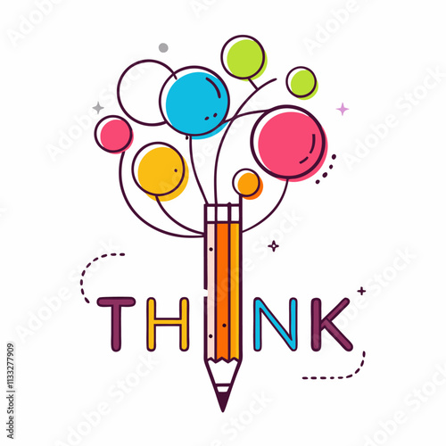 Think different word with pencil instead of letter I, ideas and brainstorm concept vector illustration (6)