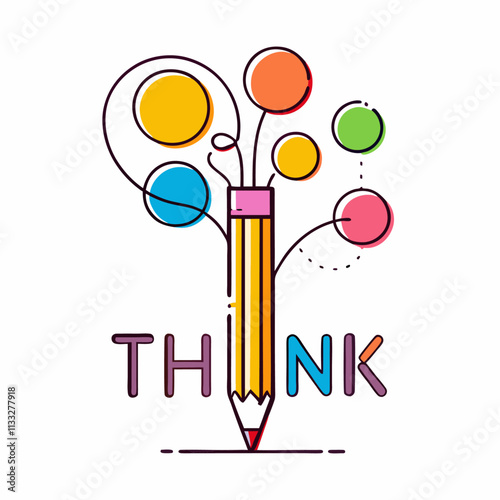 Think different word with pencil instead of letter I, ideas and brainstorm concept vector illustration (7)