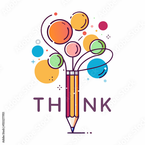 Think different word with pencil instead of letter I, ideas and brainstorm concept vector illustration (8)