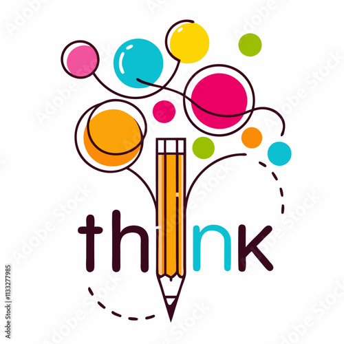 Think different word with pencil instead of letter I, ideas and brainstorm concept vector illustration (12)