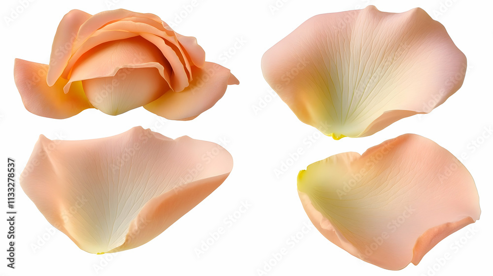 rose petalson isolated on a white background rose petalson isolated on a white background