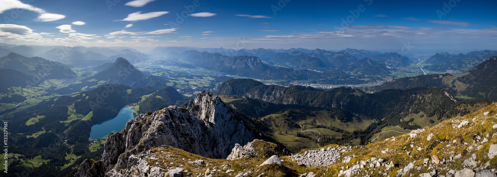Panorama view of mount Scheffauer summit, austrian alps