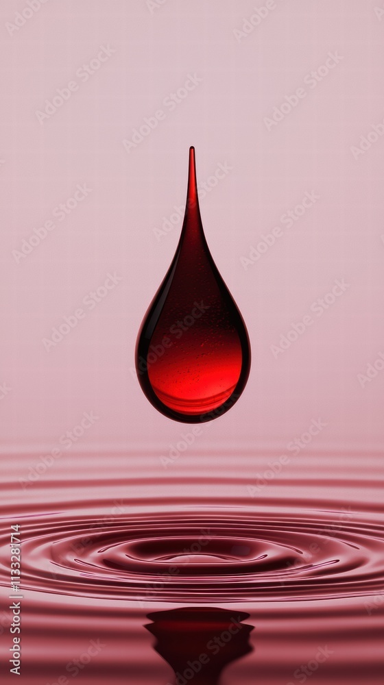 Fototapeta premium 3drendered blood droplet with glowing core on gradient background