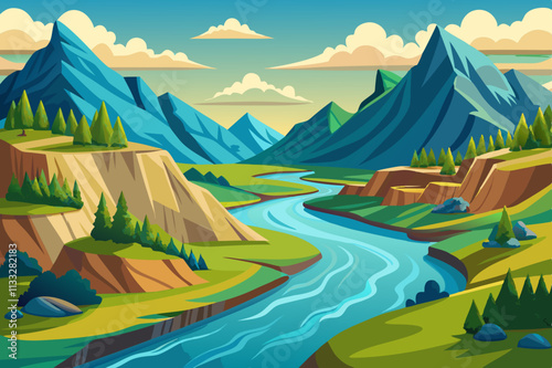 Riverbend vector illustration