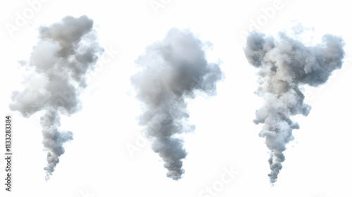 smoke whiteon isolated on a white background photo