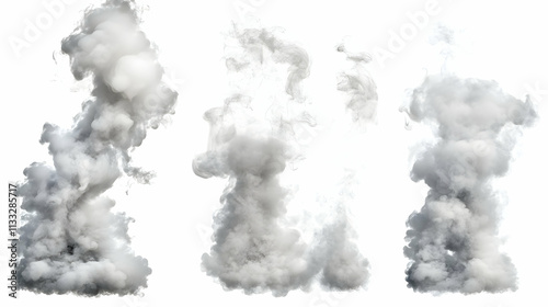 smoke whiteon isolated on a white background photo