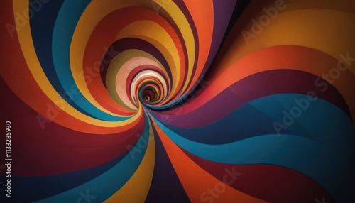 An abstract representation of derision through twisted shapes and vibrant colors