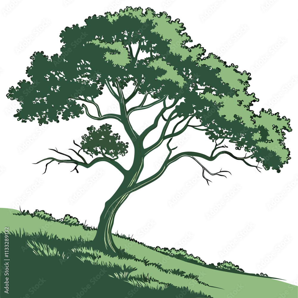 Obraz premium green tree isolated vector on a white background 