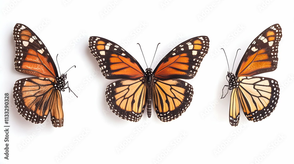 Obraz premium monarch butterflieson isolated on a white background