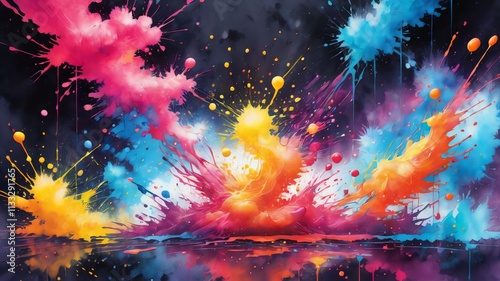 Playful Abstract Painting with Intense Color Blends