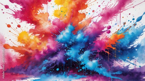 Freeform Abstract Design with Spontaneous Paint Splashes
