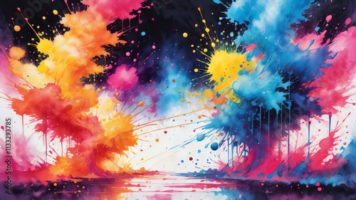 Energetic Color Explosion on an Abstract Canvas