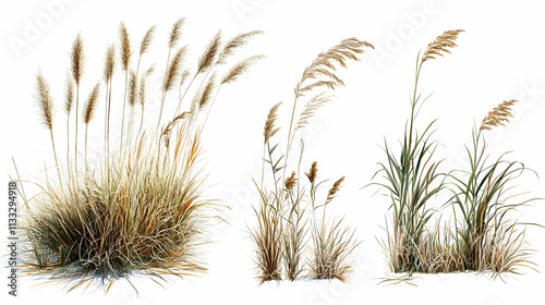 tall grasseson isolated on a white background