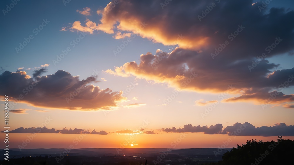 Obraz premium Gorgeous Sunset Sky with Blue and Pink Cloud Reflections