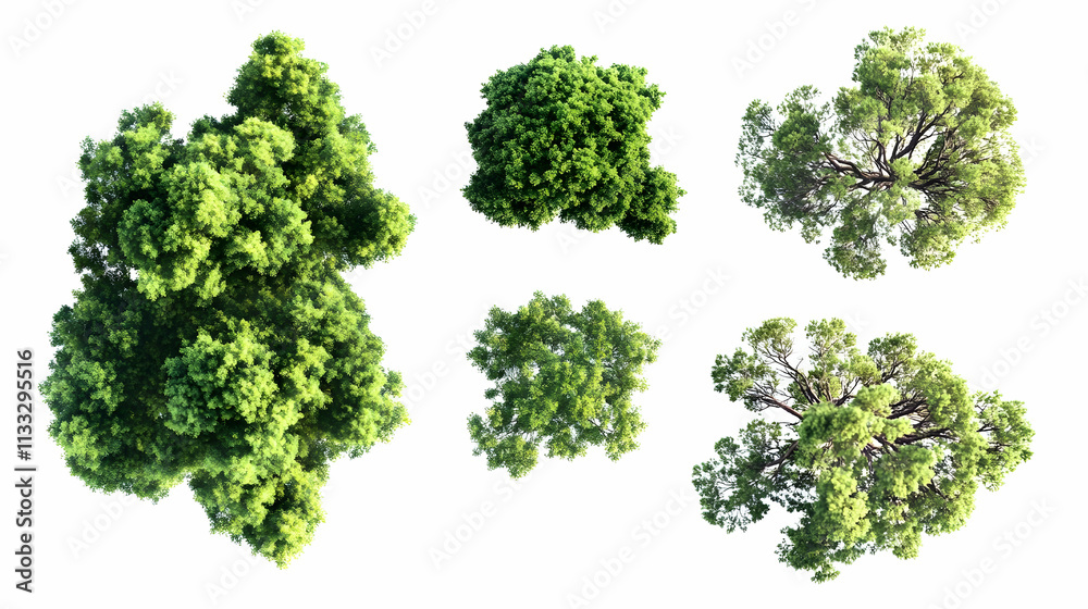 Fototapeta premium tree top viewon isolated on a white background