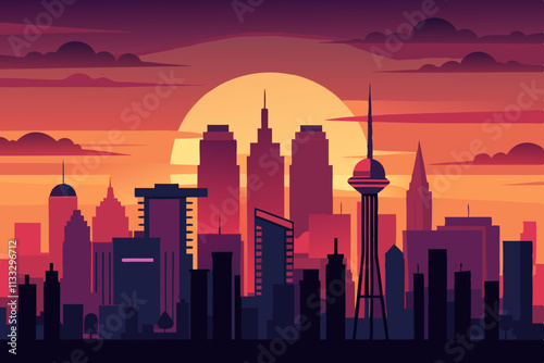 Sunset Skyline vector illustration