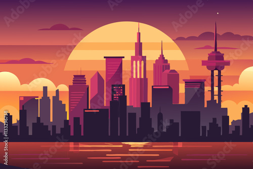 Sunset Skyline vector illustration