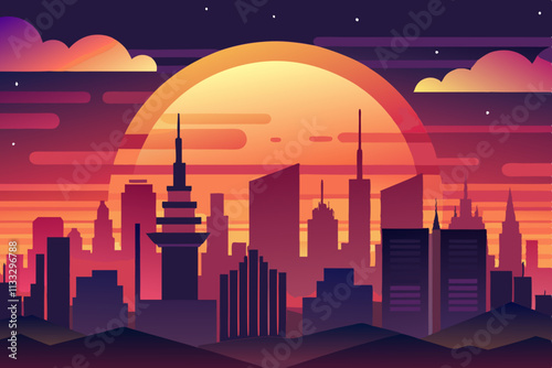 Sunset Skyline vector illustration
