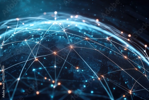 Geometric design featuring a sphere with intricate lines and dots