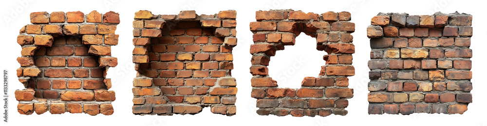 Fototapeta premium Isolated Brick Wall Sections with Transparent Background