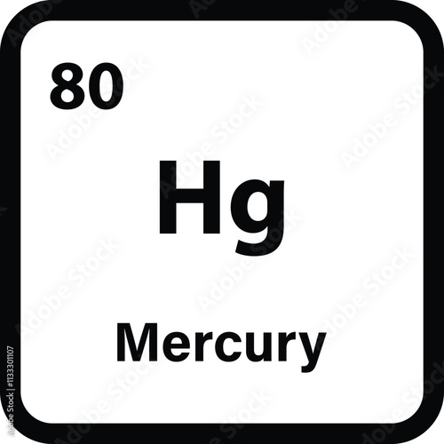 Mercury chemical element icon isolated on white background . Mercury icon vector
