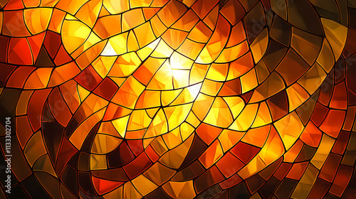 This image shows a beautiful golden background with a mosaic pattern, like stained glass. it's made of small, shiny tiles, giving it a rich and luxurious look. Gossamer. Illustration photo