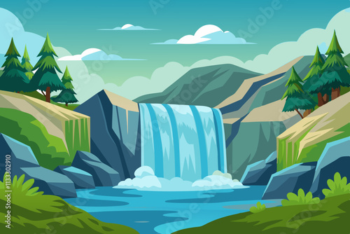 Waterfall Flow vector illustration
