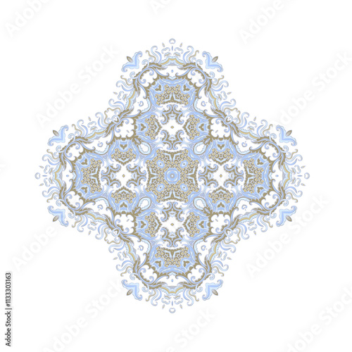 Laced coloring decorative  cross vignette - rosette on white background