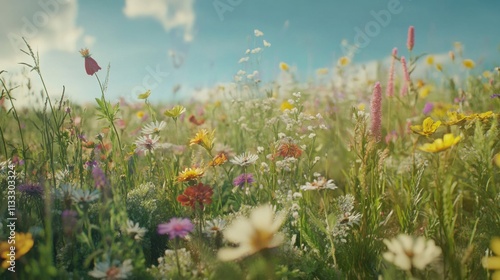 Field of wildflowers and native plants supporting