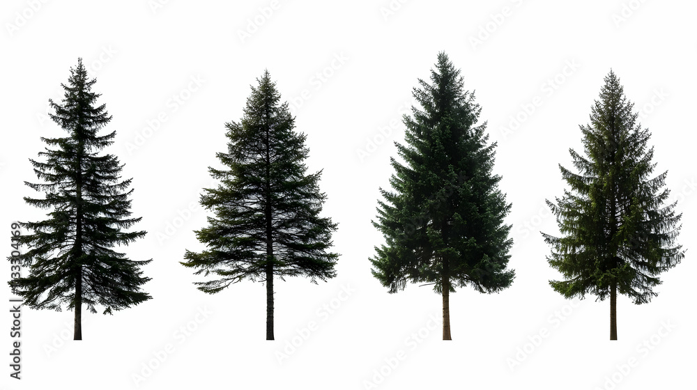 Obraz premium pine tree silhouetteon isolated on a white background