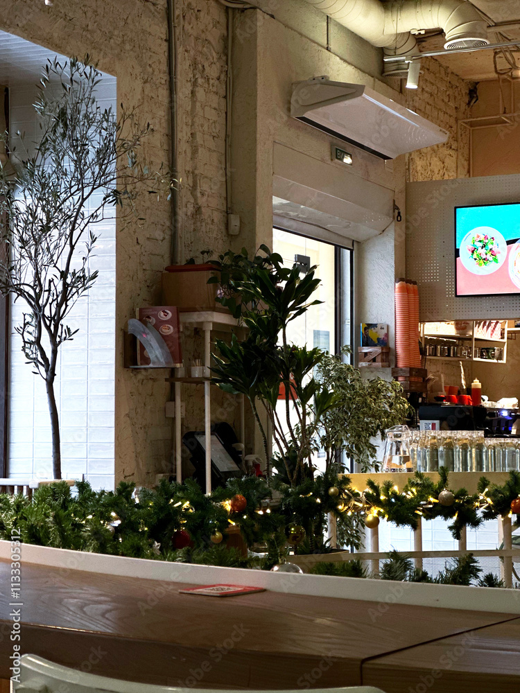 Fototapeta premium Christmas atmosphere in the establishment